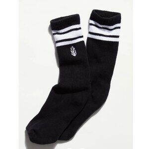 Free People Movement Logo Stripe Tube Socks Black One Size NWT